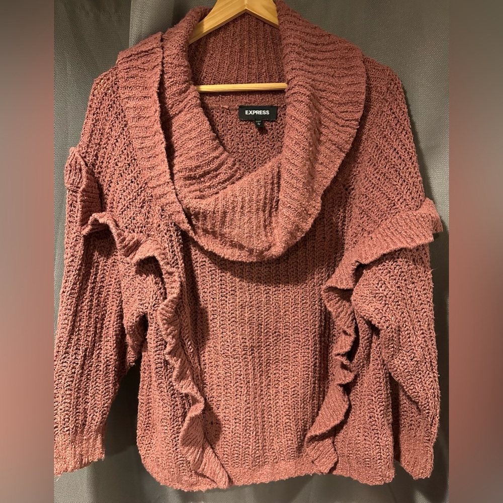 Women’s Express Cowl Neck Ruffle Sweater - Size L